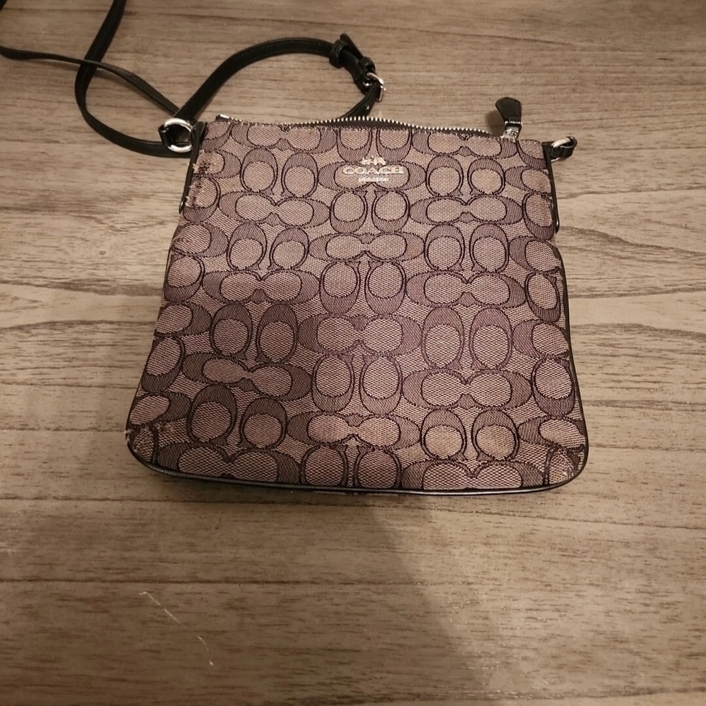 Coach Signature Pattern Purple Crossbody Bag